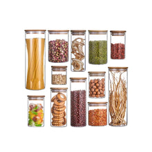 Load image into Gallery viewer, Glass Cannister Storage Jar with Bamboo Lid - 110ml - Herb and Spice (7744317227264)