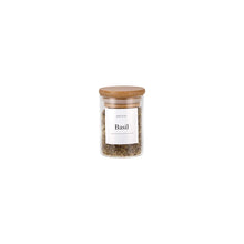 Load image into Gallery viewer, Glass Cannister Storage Jar with Bamboo Lid - 110ml - Herb and Spice (7744317227264)