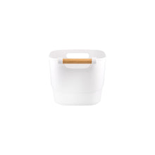Load image into Gallery viewer, White Storage Tub With Wooden Handle - Medium (7815559840000)