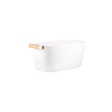 Load image into Gallery viewer, White Storage Tub With Wooden Handle - Small (7744432275712)