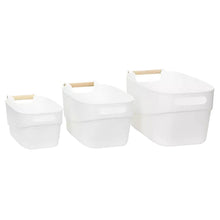 Load image into Gallery viewer, White Storage Tub With Wooden Handle - Small (7744432275712)