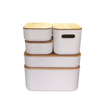 Load image into Gallery viewer, White Storage Container with Bamboo Lid - Medium (7817120022784)