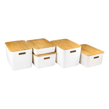 Load image into Gallery viewer, White Storage Container with Bamboo Lid - 5 Piece Value Pack (7836053733632)