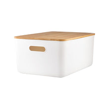 Load image into Gallery viewer, White Storage Container with Bamboo Lid - Medium Deep (7817120284928)