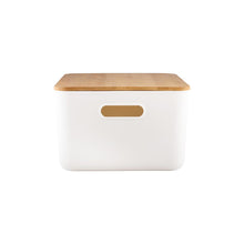 Load image into Gallery viewer, White Storage Container with Bamboo Lid - Medium Deep (7817120284928)