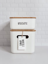Load image into Gallery viewer, White Storage Container with Bamboo Lid - Small Deep (7817119334656)
